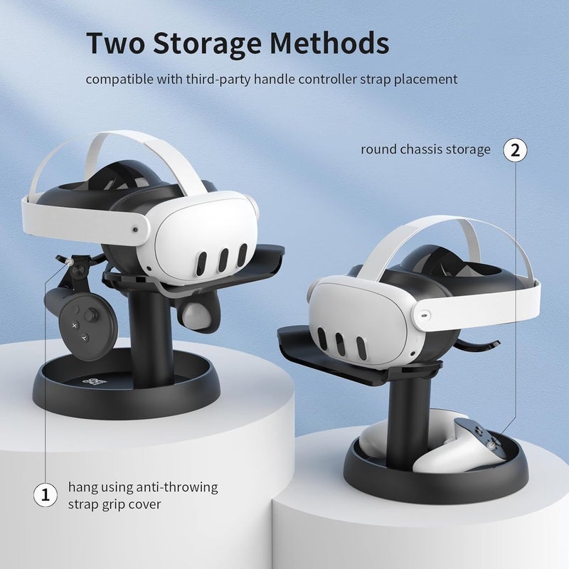 AMVR Stand Holder Compatible with Quest 3s/Quest 3/Vision Pro/Quest 2/Pico 4/for PSVR 2 - Universal VR Headset Display Dock, Stable Bracket Storage Round Base, Mount Install Easy - Image 3